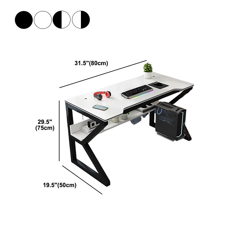 Contemporary Free Form Computer Desk Trestle Base Manufactured Wood Desk