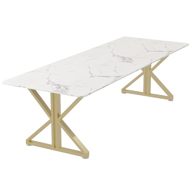 Glam Style Stone Office Desk Rectangular Writing Desk for Office