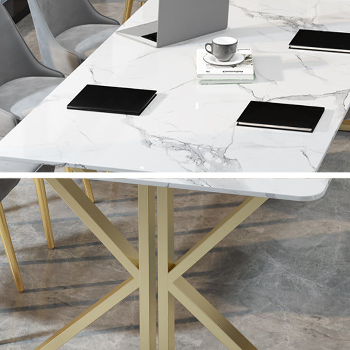 Glam Style Stone Office Desk Rectangular Writing Desk for Office