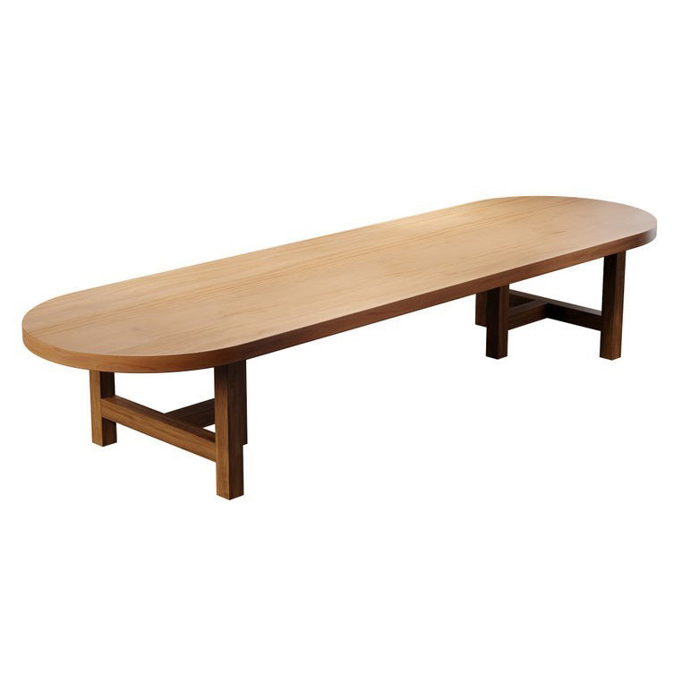 Office Meeting Table Fixed Oval Shaped Solid Wood Writing Desk