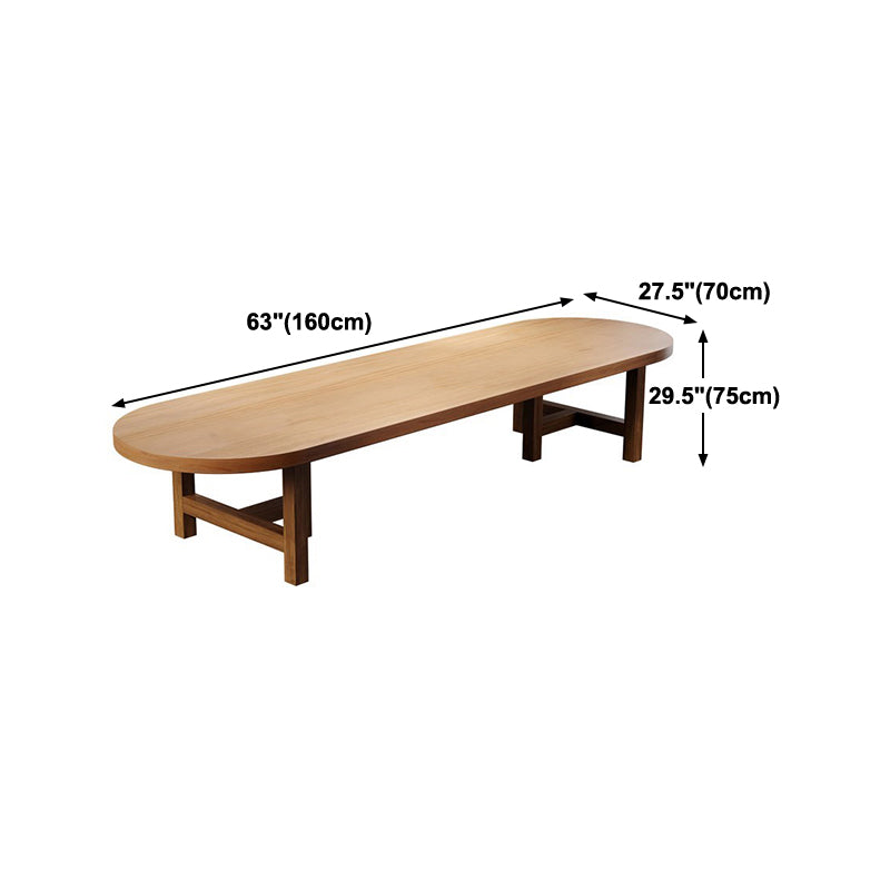 Office Meeting Table Fixed Oval Shaped Solid Wood Writing Desk