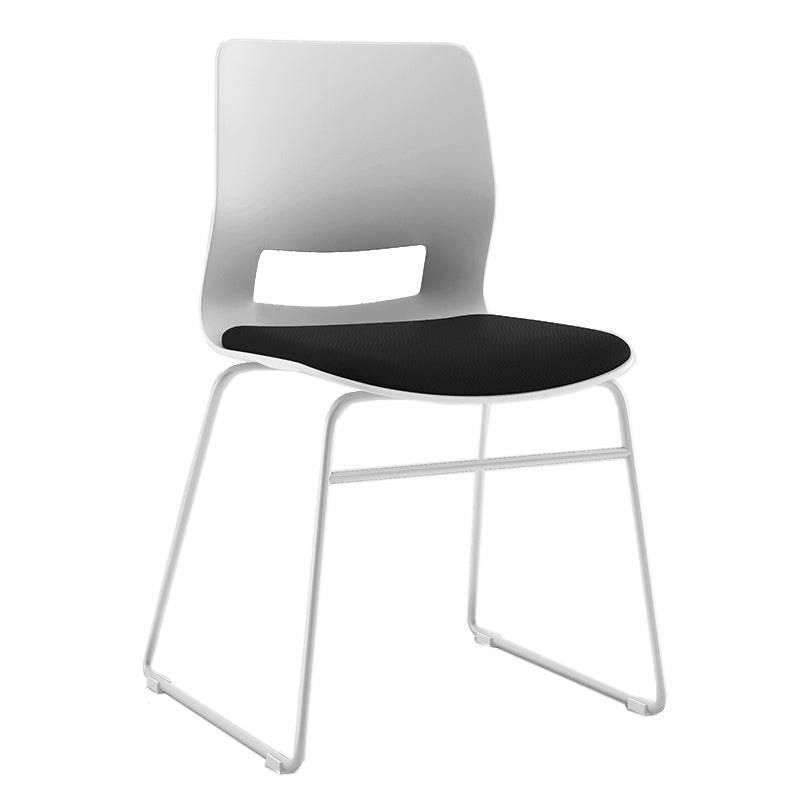 White Frame Conference Chair Contemporary Armless Chair with Upholstered