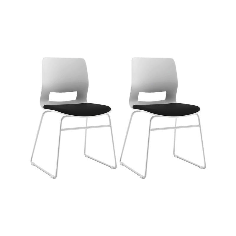 White Frame Conference Chair Contemporary Armless Chair with Upholstered