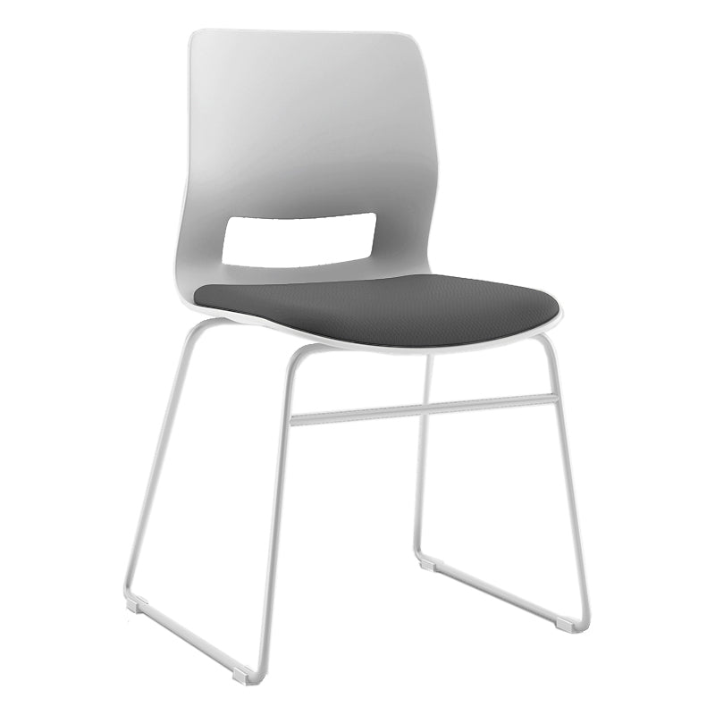 White Frame Conference Chair Contemporary Armless Chair with Upholstered