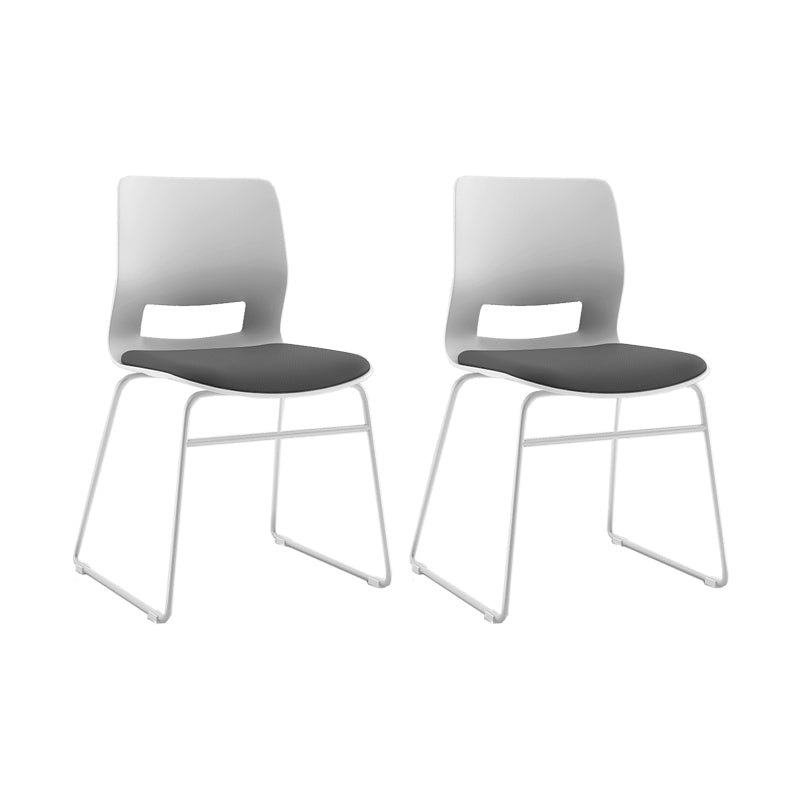 White Frame Conference Chair Contemporary Armless Chair with Upholstered