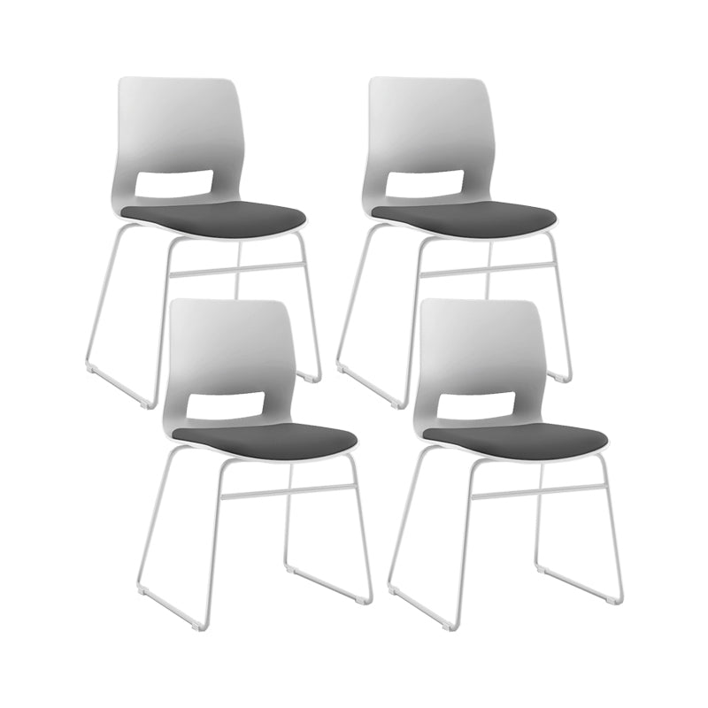 White Frame Conference Chair Contemporary Armless Chair with Upholstered