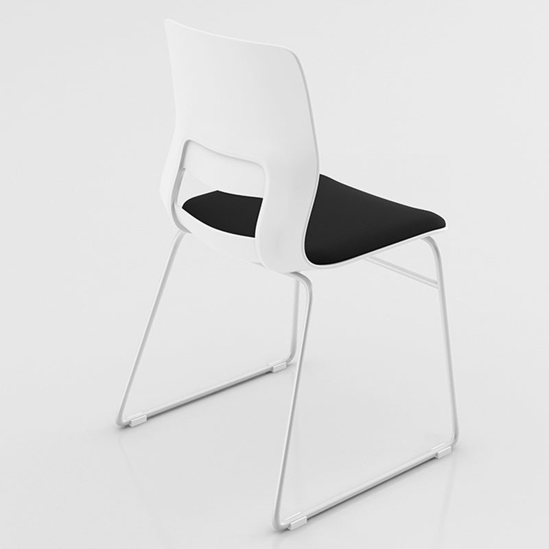 White Frame Conference Chair Contemporary Armless Chair with Upholstered