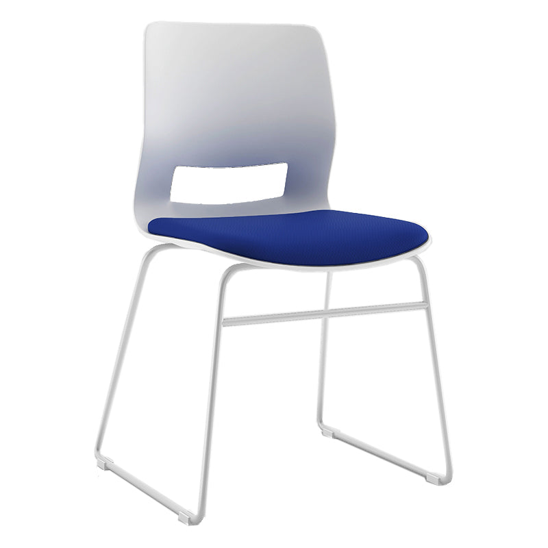 White Frame Conference Chair Contemporary Armless Chair with Upholstered