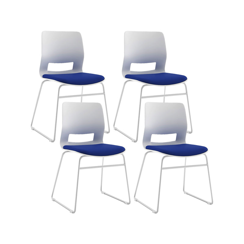 White Frame Conference Chair Contemporary Armless Chair with Upholstered