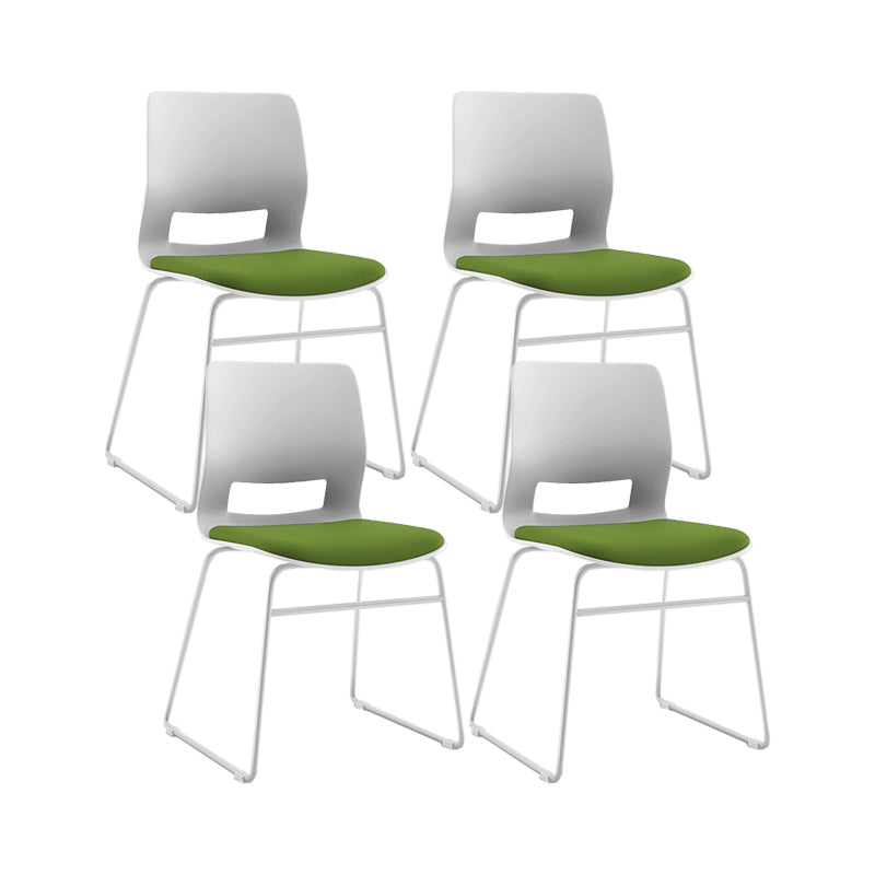 White Frame Conference Chair Contemporary Armless Chair with Upholstered