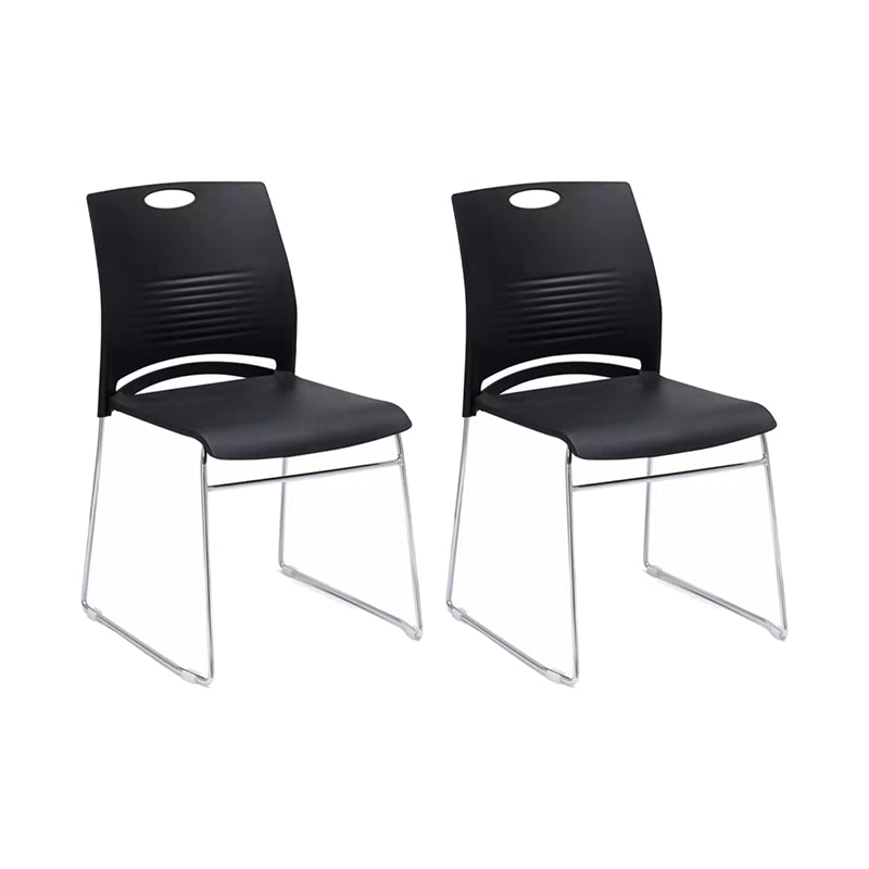 Armless Conference Chair with Chrome Frame Modern Office Chair with Metal Base