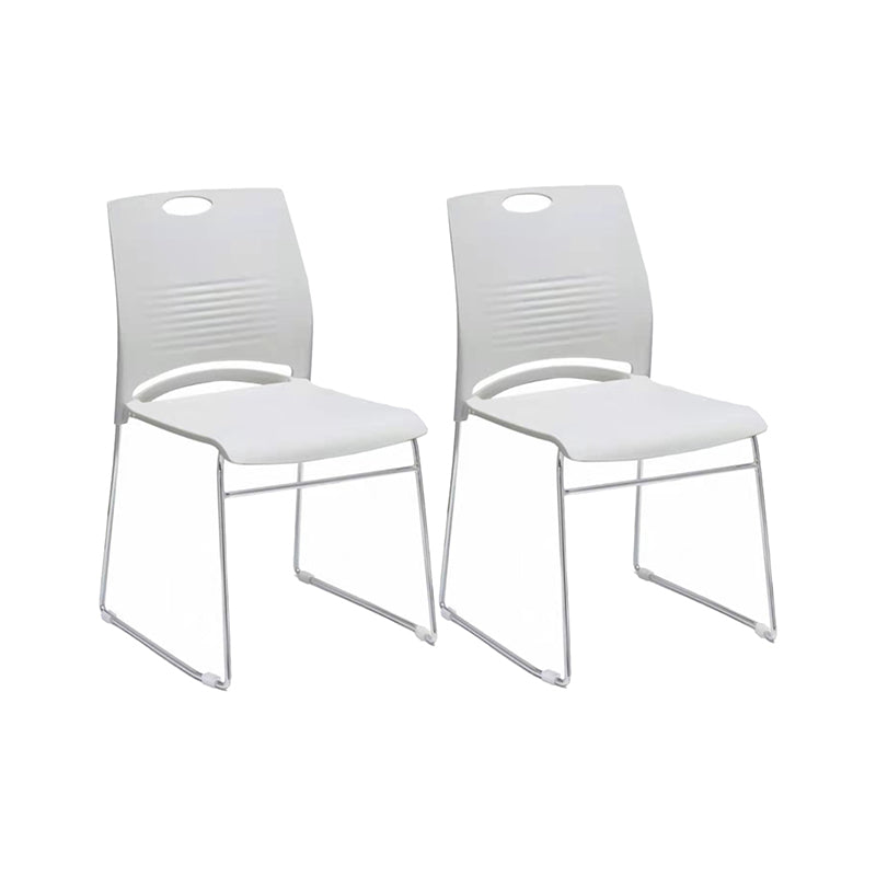 Armless Conference Chair with Chrome Frame Modern Office Chair with Metal Base