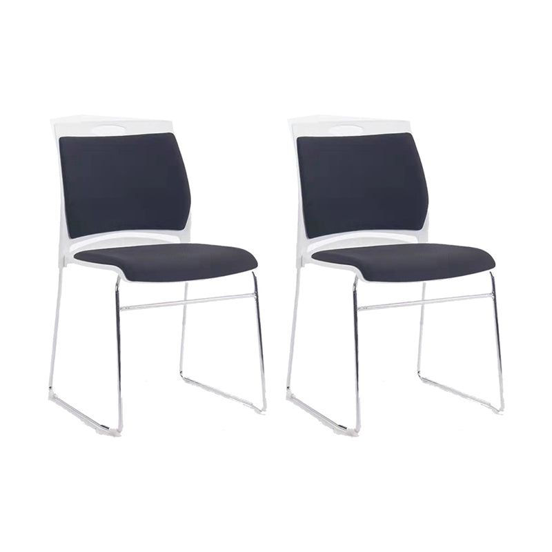 Armless Conference Chair with Chrome Frame Modern Office Chair with Metal Base