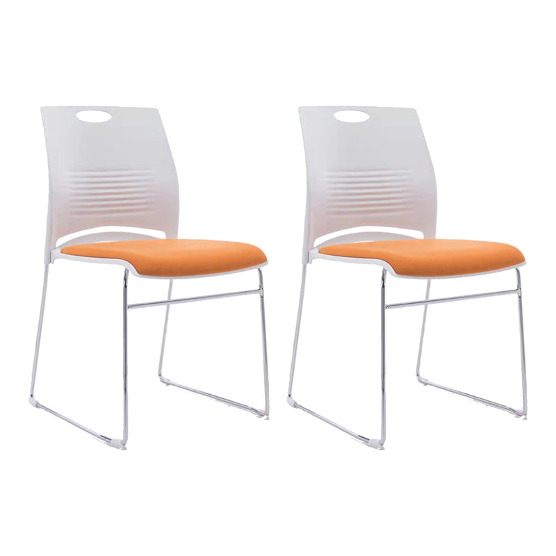 Armless Conference Chair with Chrome Frame Modern Office Chair with Metal Base