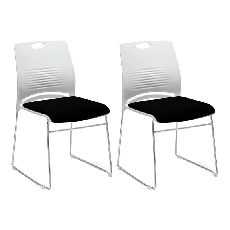 Armless Conference Chair with Chrome Frame Modern Office Chair with Metal Base