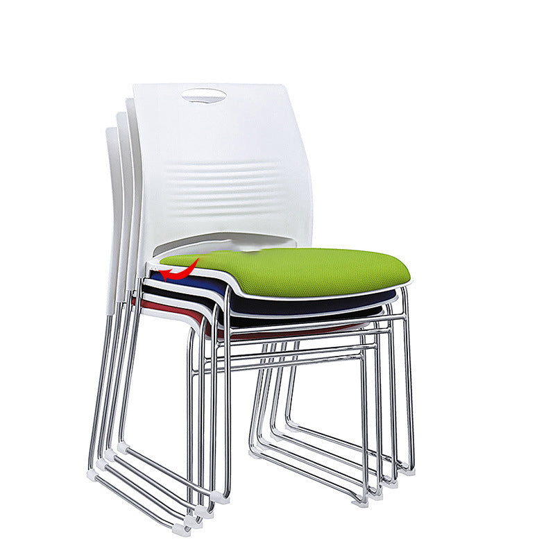 Armless Conference Chair with Chrome Frame Modern Office Chair with Metal Base