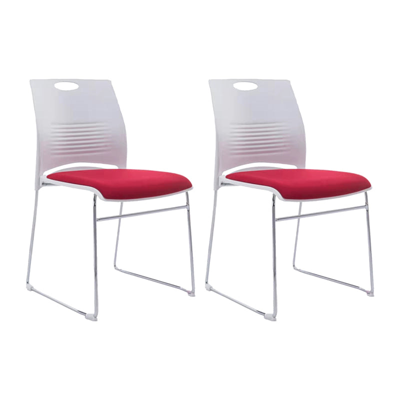 Armless Conference Chair with Chrome Frame Modern Office Chair with Metal Base