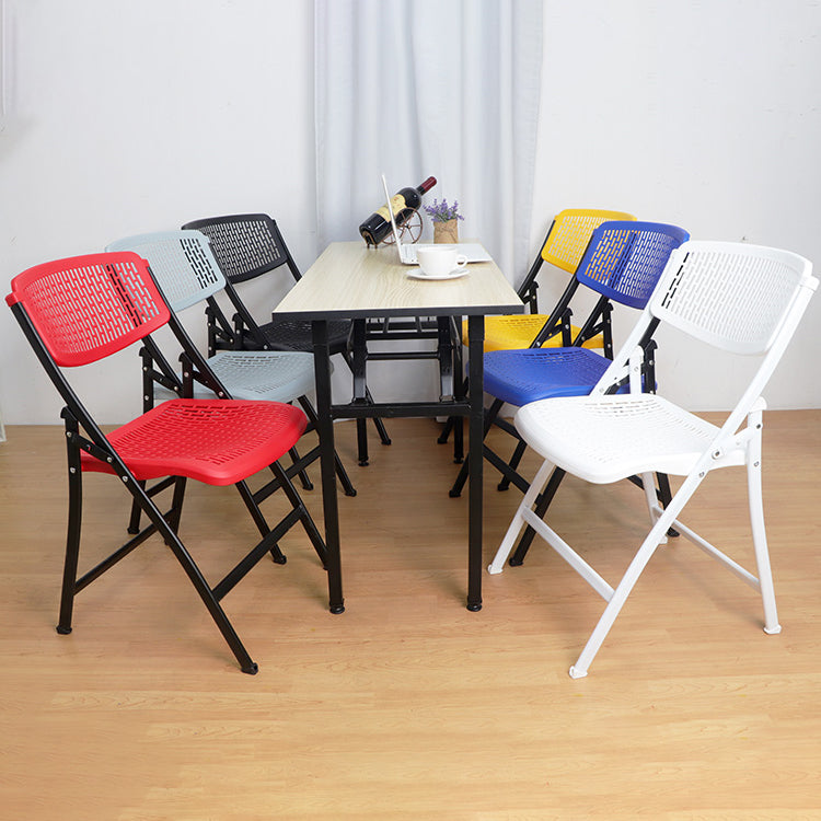 Modern Steel Frame Conference Chair Armless Plastic Back and Seat Chair