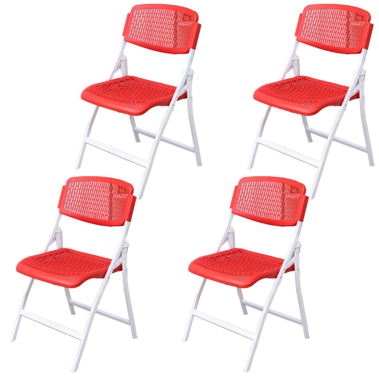 Modern Steel Frame Conference Chair Armless Plastic Back and Seat Chair