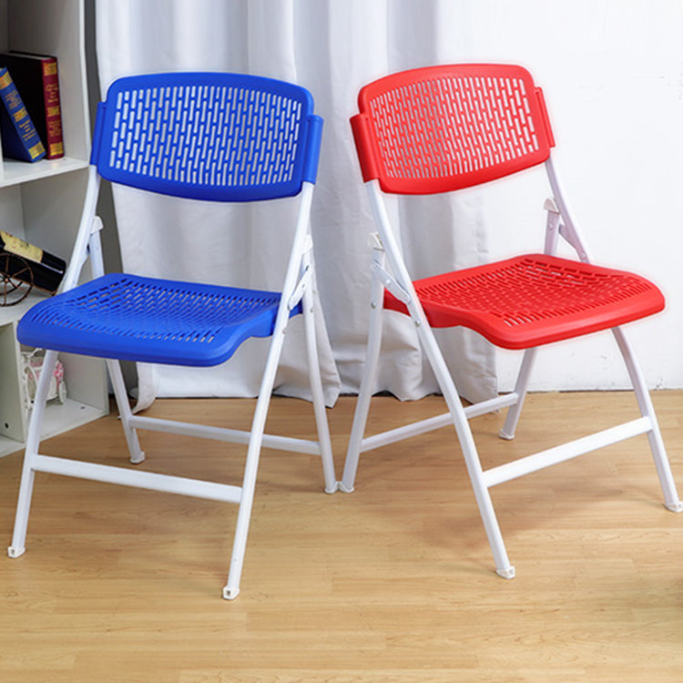 Modern Steel Frame Conference Chair Armless Plastic Back and Seat Chair