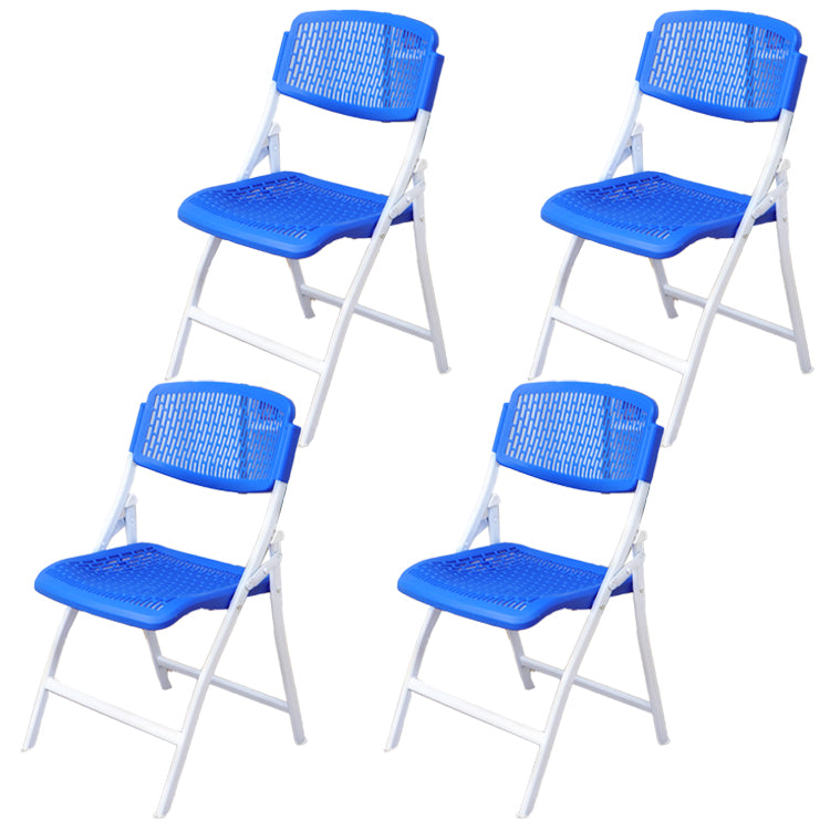 Modern Steel Frame Conference Chair Armless Plastic Back and Seat Chair