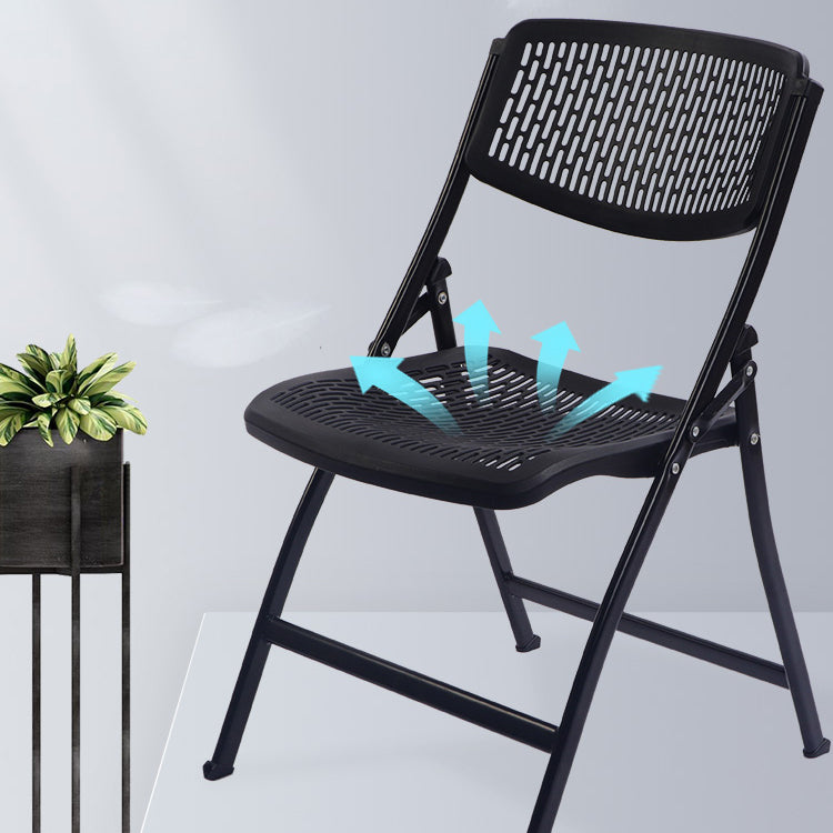 Modern Steel Frame Conference Chair Armless Plastic Back and Seat Chair