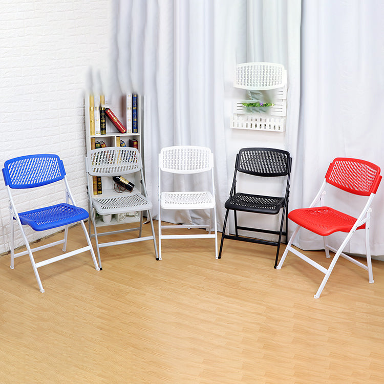 Modern Steel Frame Conference Chair Armless Plastic Back and Seat Chair