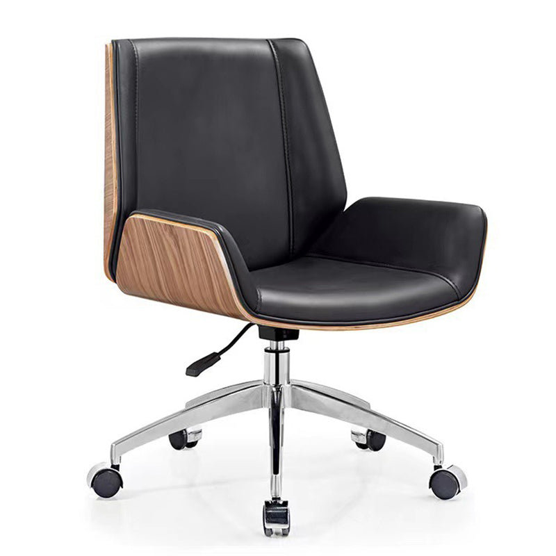 Metal Base Contemporary Armless Desk Chair Ergonomic Mid-Back Office Chair