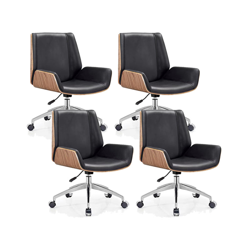 Metal Base Contemporary Armless Desk Chair Ergonomic Mid-Back Office Chair