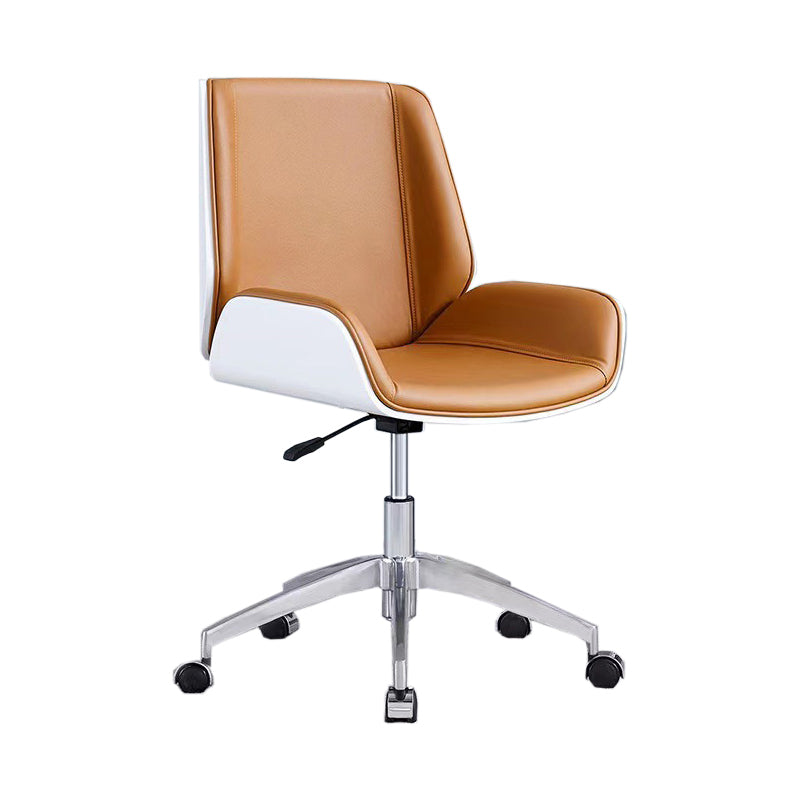 Metal Base Contemporary Armless Desk Chair Ergonomic Mid-Back Office Chair