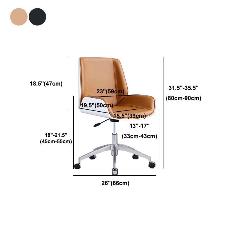 Metal Base Contemporary Armless Desk Chair Ergonomic Mid-Back Office Chair