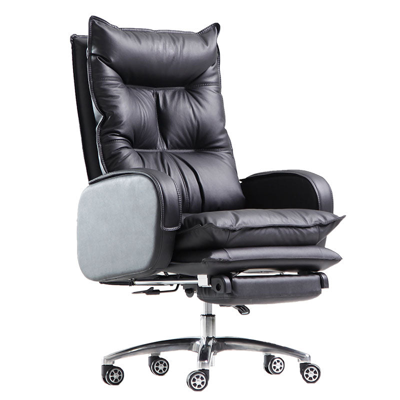 Ergonomic Upholstered Task Chair Modern Faux Leather Arm Desk Chair