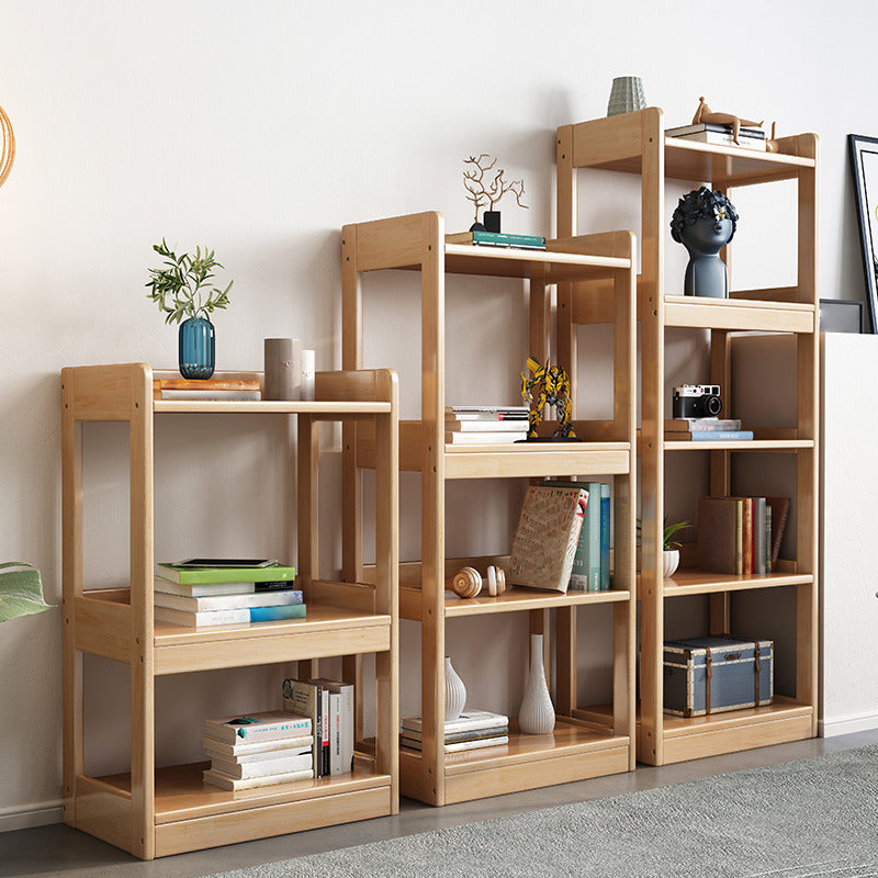 Contemporary Rubberwood Bookshelf Open Back Bookcase for Home Office