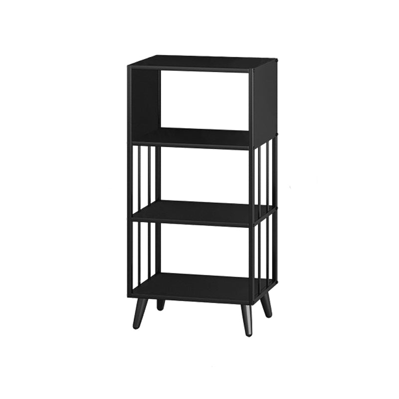 Modern Style Metal Bookshelf Black Open Back Bookcase for Home Office