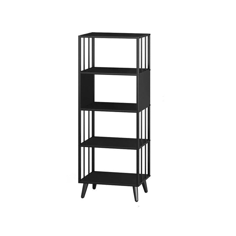 Modern Style Metal Bookshelf Black Open Back Bookcase for Home Office