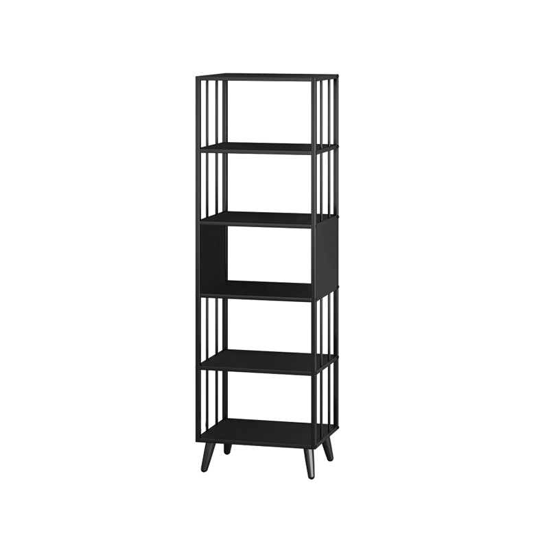 Modern Style Metal Bookshelf Black Open Back Bookcase for Home Office