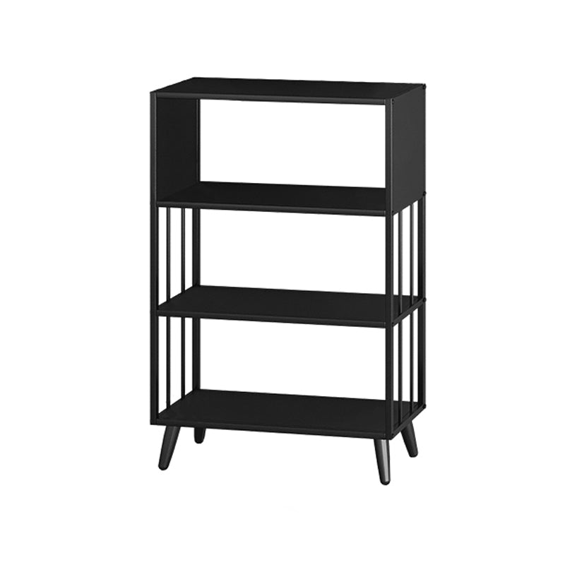 Modern Style Metal Bookshelf Black Open Back Bookcase for Home Office