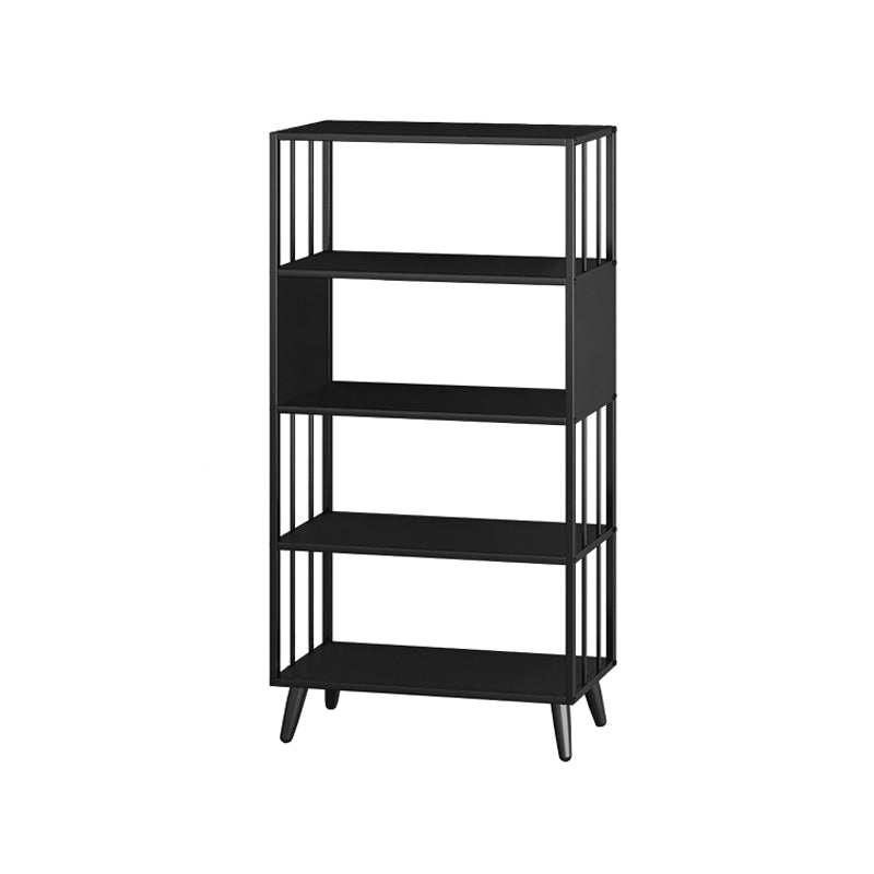 Modern Style Metal Bookshelf Black Open Back Bookcase for Home Office