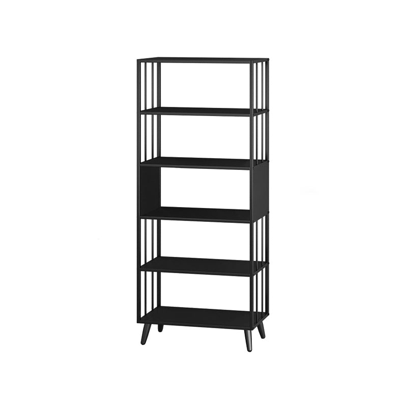 Modern Style Metal Bookshelf Black Open Back Bookcase for Home Office