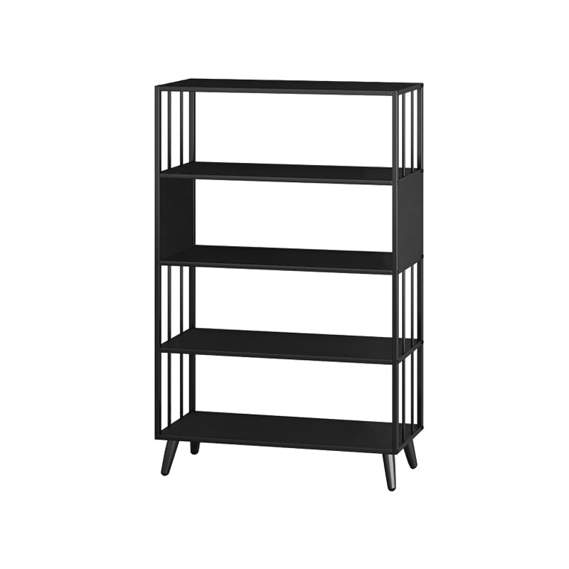 Modern Style Metal Bookshelf Black Open Back Bookcase for Home Office