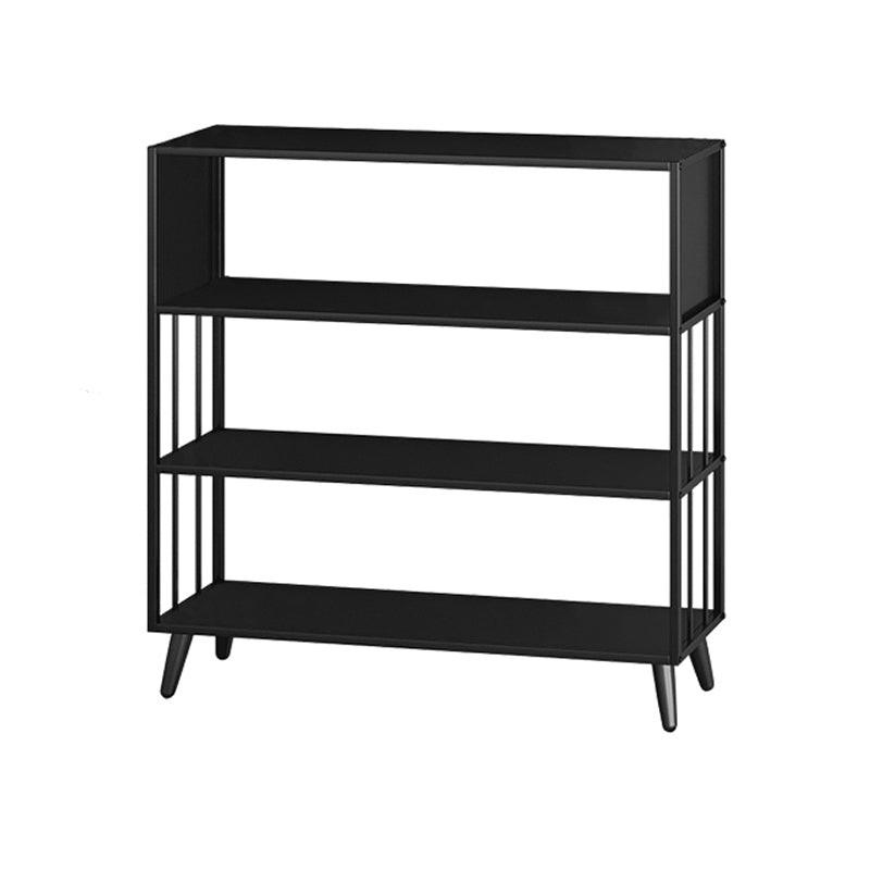 Modern Style Metal Bookshelf Black Open Back Bookcase for Home Office