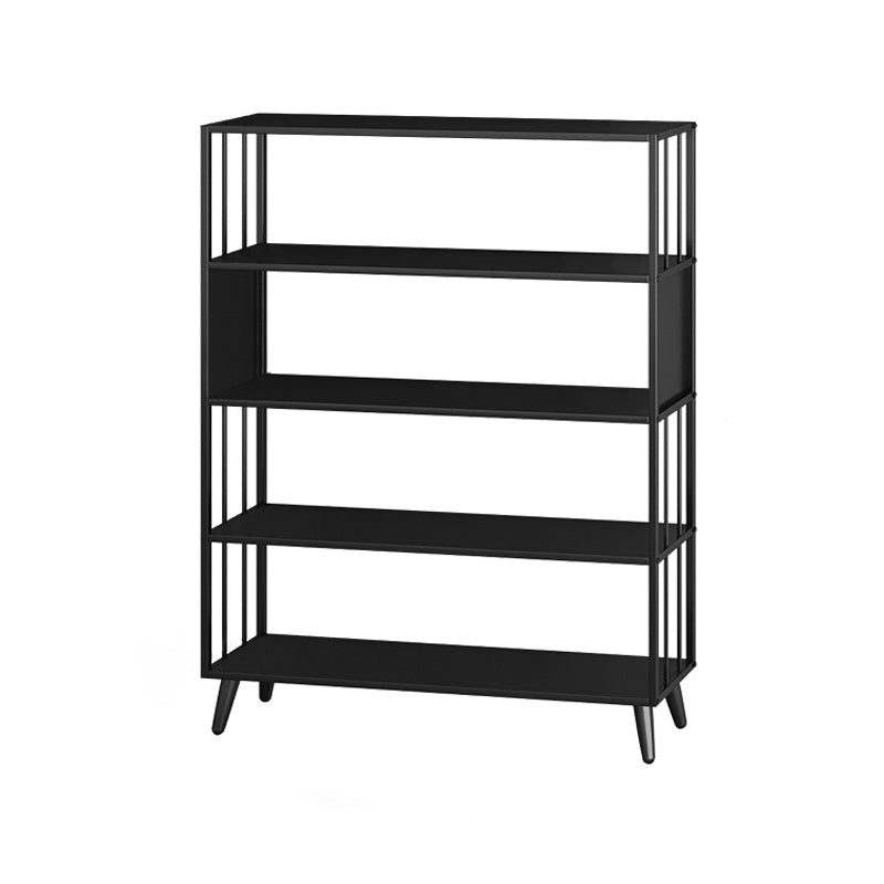 Modern Style Metal Bookshelf Black Open Back Bookcase for Home Office