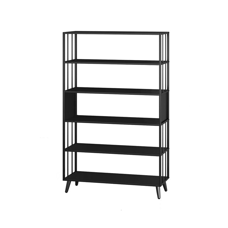 Modern Style Metal Bookshelf Black Open Back Bookcase for Home Office