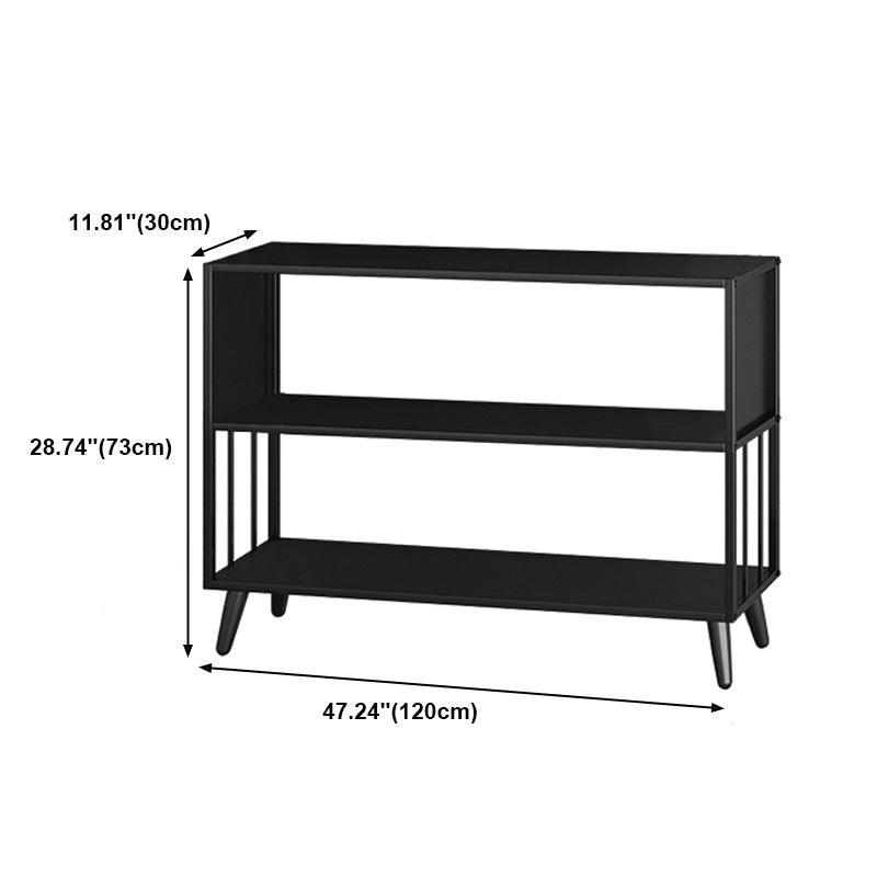 Modern Style Metal Bookshelf Black Open Back Bookcase for Home Office