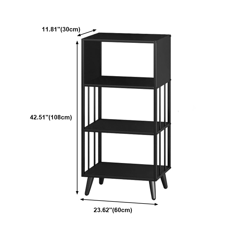 Modern Style Metal Bookshelf Black Open Back Bookcase for Home Office