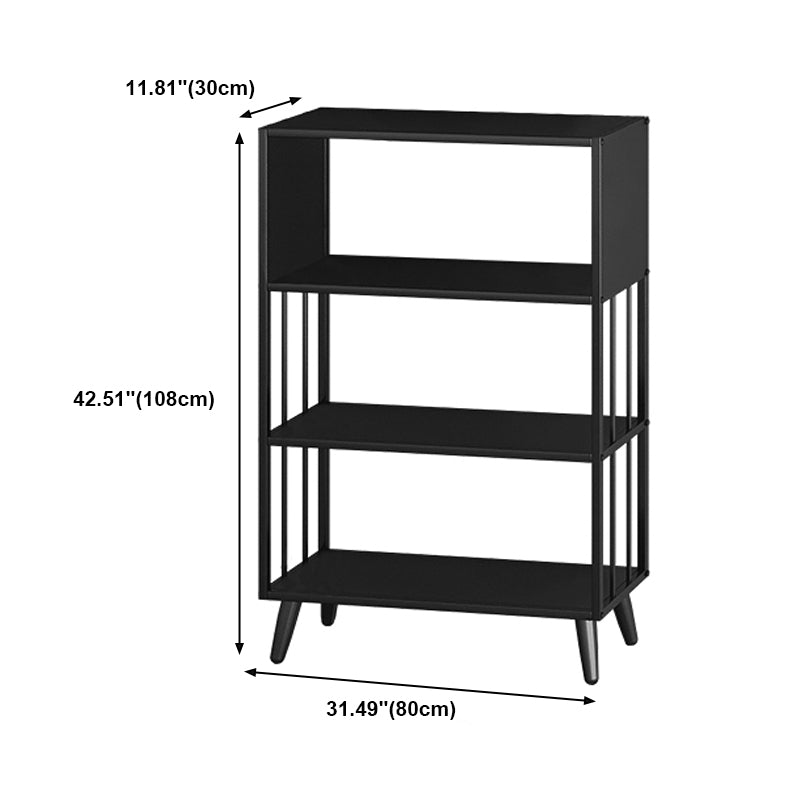 Modern Style Metal Bookshelf Black Open Back Bookcase for Home Office