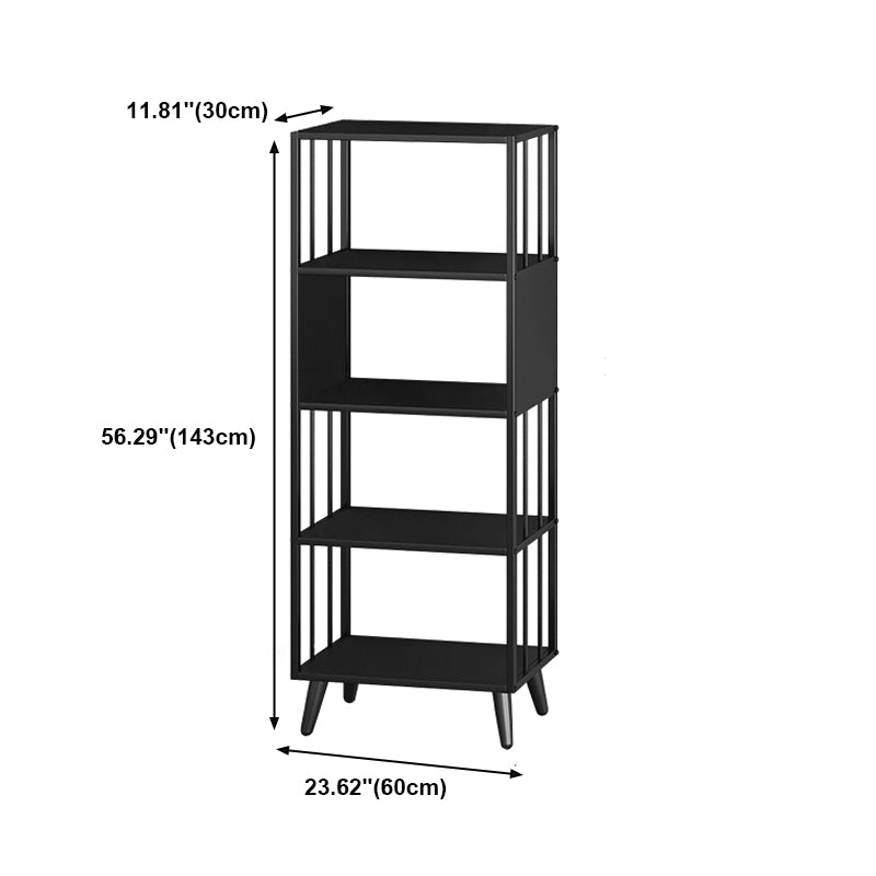 Modern Style Metal Bookshelf Black Open Back Bookcase for Home Office