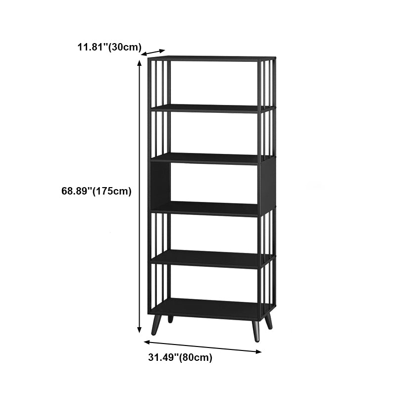 Modern Style Metal Bookshelf Black Open Back Bookcase for Home Office