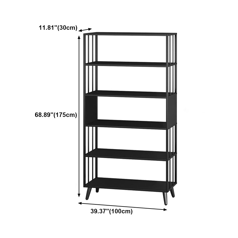 Modern Style Metal Bookshelf Black Open Back Bookcase for Home Office