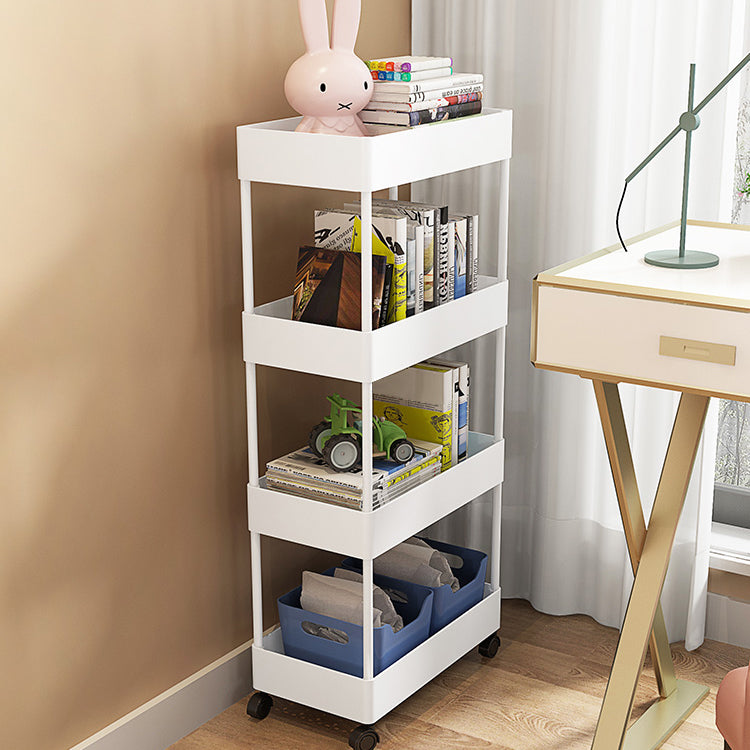 Contemporary Bookshelf Plastic Open Back Bookcase for Office with Caster Wheels